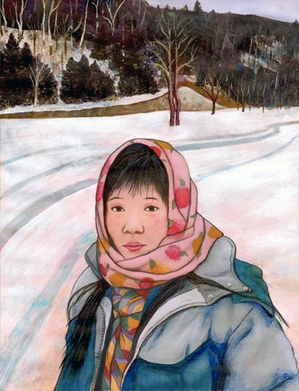 portrait of a young woman in winter